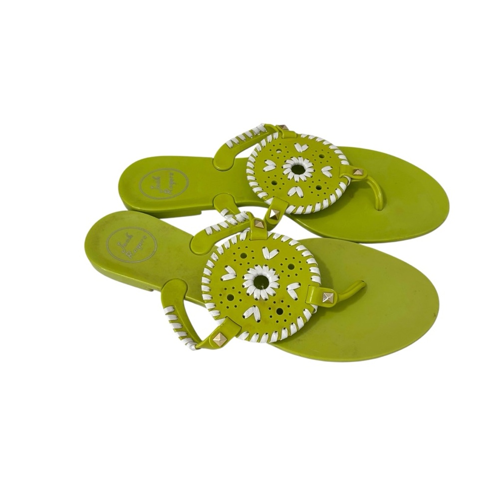 Jack Rogers Size 10 Georgia Lime Green White Jelly Thong Sandals Preppy Travel